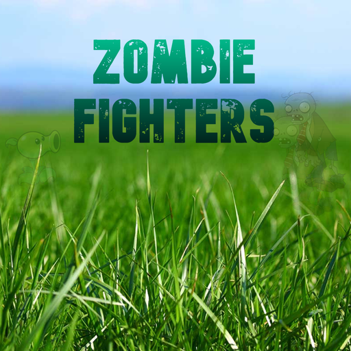 Logo for a game called Zombie Fights which shows a field of grass with little characters in it